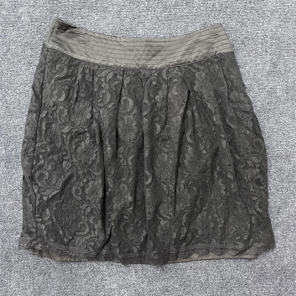 Worthington Skirt Womens 8 Black Lace Overlay Formal Pleated Knee Length Elegant